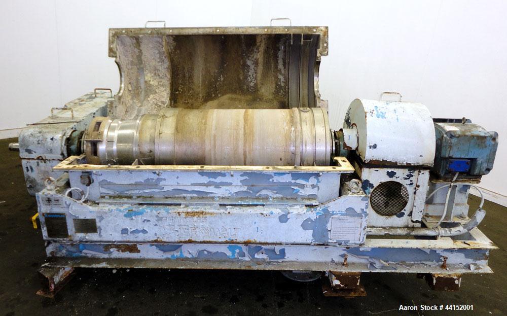 Used Sharples PM-35000 Super-D-Canter Centrifuge. 316 Stainless steel construction (product contact areas). Maximum bowl speed 3250 rpm, 5-1/2" single lead conveyor with sintered tungsten carbide til...