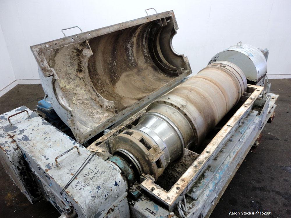 Used Sharples PM-35000 Super-D-Canter Centrifuge. 316 Stainless steel construction (product contact areas). Maximum bowl speed 3250 rpm, 5-1/2" single lead conveyor with sintered tungsten carbide til...