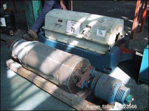 USED: Sharples PM-35000 Super-D-Canter centrifuge. 316 stainless steel construction on product contact areas, max bowl speed 3250 rpm,5" single lead conveyor with STC wear protection tiles, 360 degre...