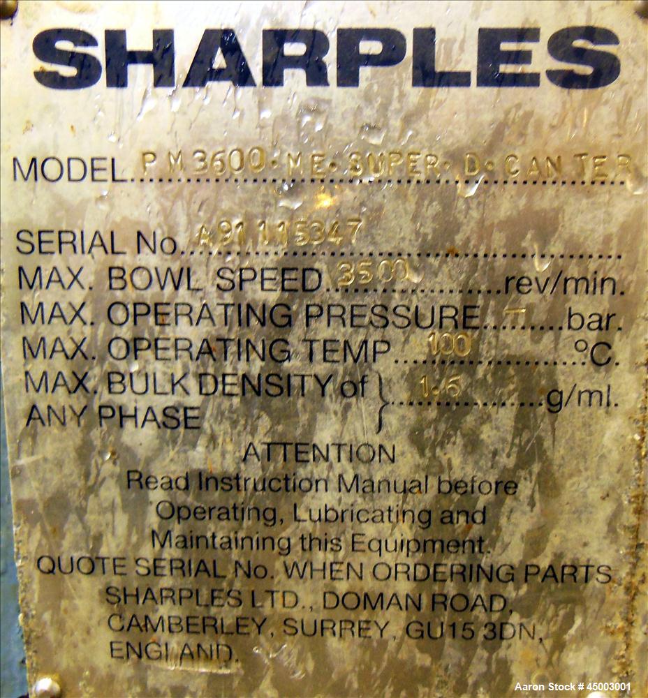 Sharples PM-3600 Super-D-Canter Centrifuge