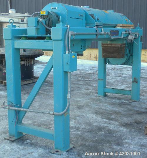 Used Sharples PM-38000 Super-D-Canter Centrifuge, 316 Stainless Steel Construction On Product Contact Areas. Maximum bowl speed 4000 RPM, 110 MM single lead conveyor with STC tiles, single row lined ...