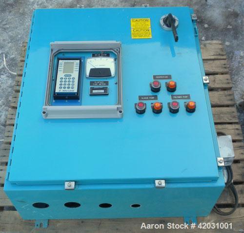 Used Sharples PM-38000 Super-D-Canter Centrifuge, 316 Stainless Steel Construction On Product Contact Areas. Maximum bowl speed 4000 RPM, 110 MM single lead conveyor with STC tiles, single row lined ...