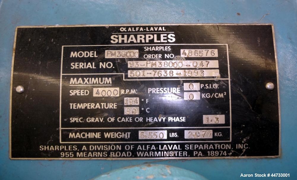 Used Sharples PM-38000 Super-D-Canter Centrifuge