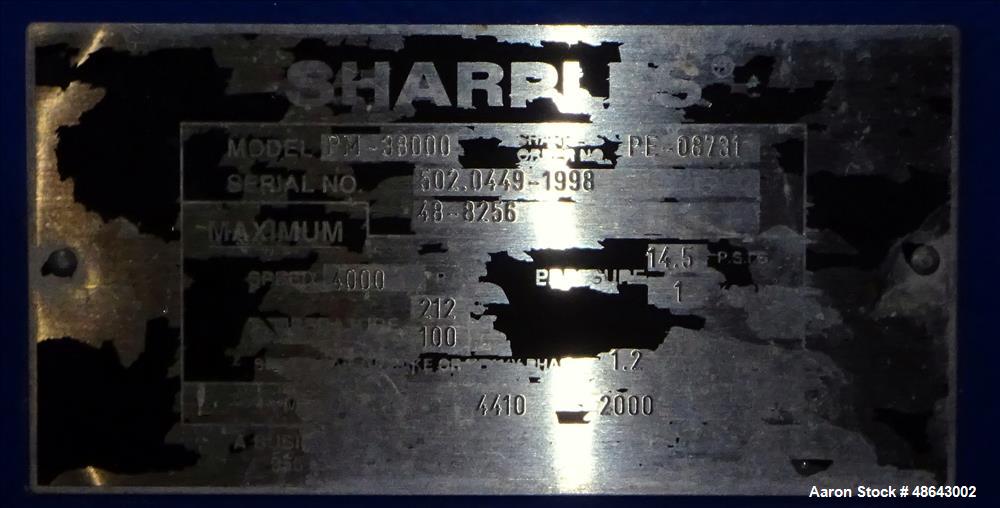 Used Sharples PM-38000 / Alfa Laval NX-418 Super-D Decanter Centrifuge.