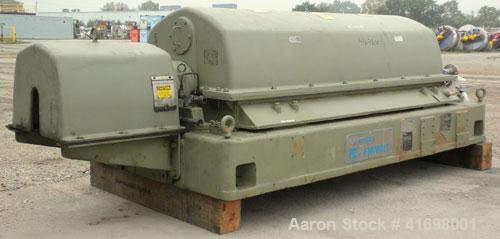 Used Sharples PM-55000 Super-D-Canter Centrifuge, 317 Stainless Steel Construction (Product Contact Areas). Maximum bowl speed 2850 RPM, 8 1/2" single lead conveyor with sintered tungsten carbide wea...