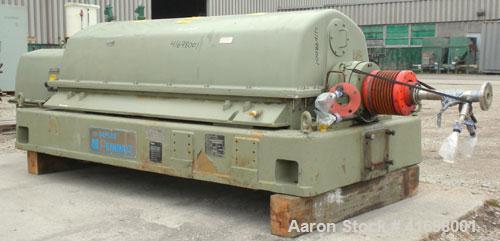Used Sharples PM-55000 Super-D-Canter Centrifuge, 317 Stainless Steel Construction (Product Contact Areas). Maximum bowl speed 2850 RPM, 8 1/2" single lead conveyor with sintered tungsten carbide wea...