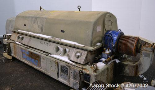 Used Sharples PM-75000 Super-D-Canter Centrifuge. 316/317 Stainless steel construction on product contact areas. Maximum bowl speed 2600 rpm, 360 degree solid discharge ports with STC liners, 10" sin...