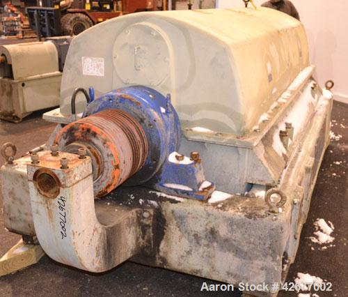 Used Sharples PM-75000 Super-D-Canter Centrifuge. 316/317 Stainless steel construction on product contact areas. Maximum bowl speed 2600 rpm, 360 degree solid discharge ports with STC liners, 10" sin...