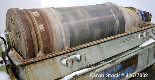 Used Sharples PM-75000 Super-D-Canter Centrifuge. 316/317 Stainless steel construction on product contact areas. Maximum bowl speed 2600 rpm, 360 degree solid discharge ports with STC liners, 10" sin...
