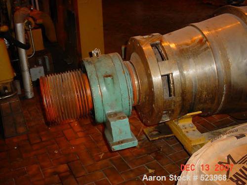 USED: Sharples PM-75000 Super-D-Canter centrifuge. 316/317 stainless steel construction on product contact areas, max bowl speed 2500 rpm, single lead conveyor with sintered tungsten carbide wear pro...