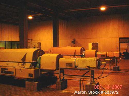 USED: Sharples PM-75000 Super-D-Canter centrifuge. 316/317 stainless steel construction on product contact areas, max bowl speed 2500 rpm, single lead conveyor with sintered tungsten carbide wear pro...