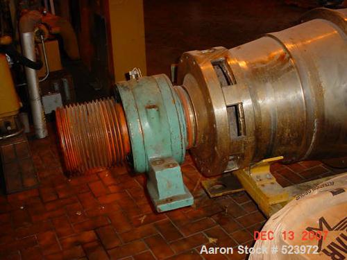 USED: Sharples PM-75000 Super-D-Canter centrifuge. 316/317 stainless steel construction on product contact areas, max bowl speed 2500 rpm, single lead conveyor with sintered tungsten carbide wear pro...