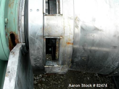 USED: Tomoe/Sharples PM-75000 Super-D-Canter centrifuge, 316 stainless steel construction on product contact areas. Max bowl speed 2700 rpm, 10" single lead conveyor with sintered tungsten carbide we...