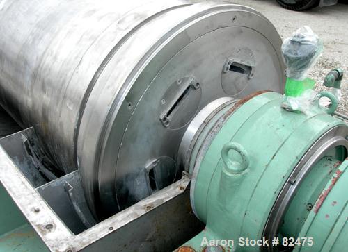 USED: Tomoe/Sharples PM-75000 Super-D-Canter centrifuge, 316 stainless steel construction on product contact areas. Max bowl speed 2700 rpm, 10" single lead conveyor with sintered tungsten carbide we...