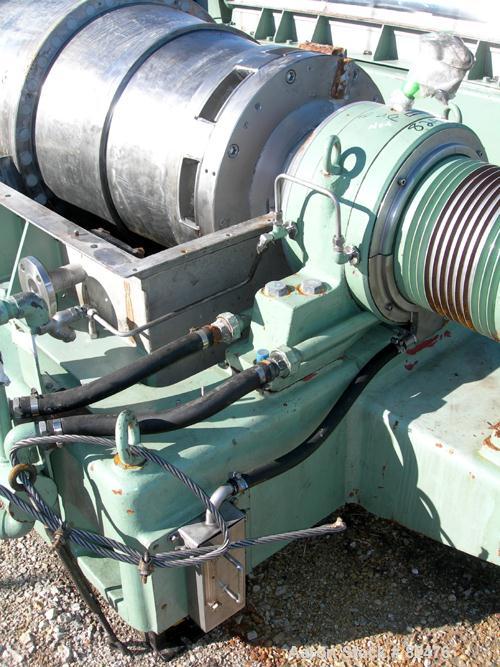 Bowl grooves USED: Tomoe/Sharples PM-75000 Super-D-Canter centrifuge, 316 stainless steel construction on product contact areas. Max bowl speed 2700 rpm, 10" single lead conveyor with sintered tungst...
