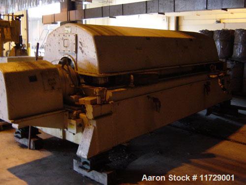Used Sharples PM-85000 Super-D-Canter Centrifuge. 316 stainless steel construction on product contact areas. Max bowl speed 2345 rpm, sintered tungsten carbide lined beach section, 12" single lead tr...