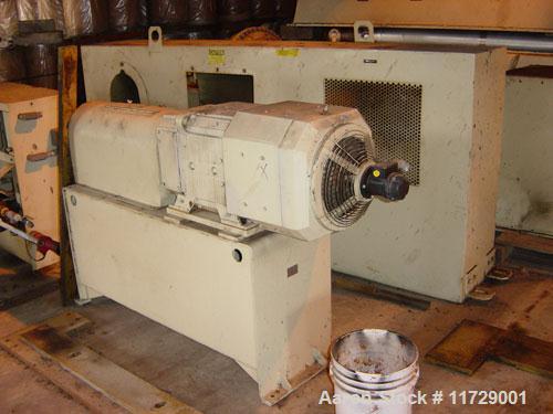 Used Sharples PM-85000 Super-D-Canter Centrifuge. 316 stainless steel construction on product contact areas. Max bowl speed 2345 rpm, sintered tungsten carbide lined beach section, 12" single lead tr...