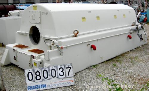 Used Sharples PM-85000 Super-D-Canter Centrifuge, 316 Stainless Steel Construction on Product Contact Areas. Max bowl speed 2345 RPM, sintered tungsten carbide lined beach section, 12" single lead tr...