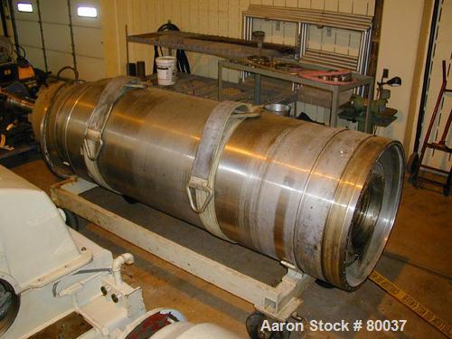 Used Sharples PM-85000 Super-D-Canter Centrifuge, 316 Stainless Steel Construction on Product Contact Areas. Max bowl speed 2345 RPM, sintered tungsten carbide lined beach section, 12" single lead tr...