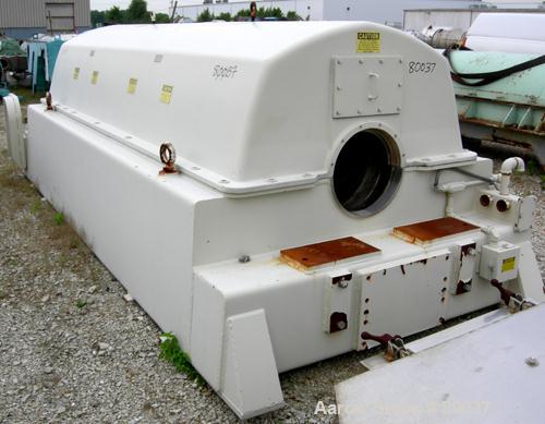 Used Sharples PM-85000 Super-D-Canter Centrifuge, 316 Stainless Steel Construction on Product Contact Areas. Max bowl speed 2345 RPM, sintered tungsten carbide lined beach section, 12" single lead tr...