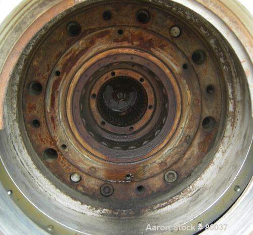 Used Sharples PM-85000 Super-D-Canter Centrifuge, 316 Stainless Steel Construction on Product Contact Areas. Max bowl speed 2345 RPM, sintered tungsten carbide lined beach section, 12" single lead tr...
