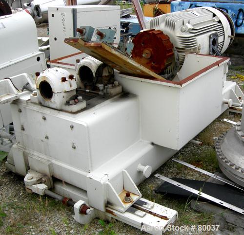 Used Sharples PM-85000 Super-D-Canter Centrifuge, 316 Stainless Steel Construction on Product Contact Areas. Max bowl speed 2345 RPM, sintered tungsten carbide lined beach section, 12" single lead tr...