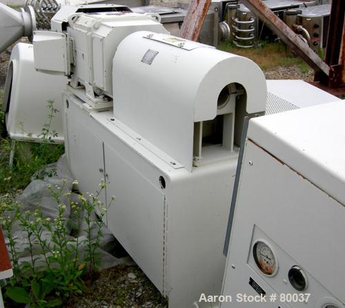Used Sharples PM-85000 Super-D-Canter Centrifuge, 316 Stainless Steel Construction on Product Contact Areas. Max bowl speed 2345 RPM, sintered tungsten carbide lined beach section, 12" single lead tr...