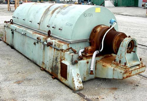USED: Sharples PM-85000 Super-D-Canter Centrifuge, 316 stainless steel construction on product contact areas. Max bowl speed 2300 rpm, sintered tungsten carbide lined beach section, 12" single lead c...