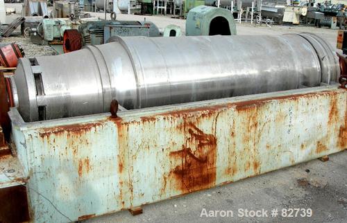 USED: Sharples PM-85000 Super-D-Canter Centrifuge, 316 stainless steel construction on product contact areas. Max bowl speed 2300 rpm, sintered tungsten carbide lined beach section, 12" single lead c...