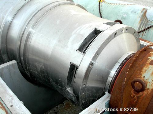 USED: Sharples PM-85000 Super-D-Canter Centrifuge, 316 stainless steel construction on product contact areas. Max bowl speed 2300 rpm, sintered tungsten carbide lined beach section, 12" single lead c...