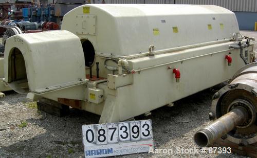 USED: Sharples PM-85000 Super-D-Canter centrifuge, 316 stainless steel construction on product contact areas. Max bowl speed 2345 rpm, sintered tungsten carbide lined beach section, 12" single lead t...