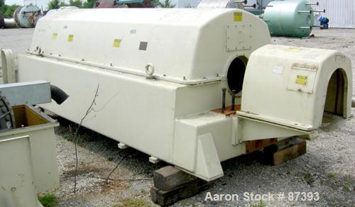 USED: Sharples PM-85000 Super-D-Canter centrifuge, 316 stainless steel construction on product contact areas. Max bowl speed 2345 rpm, sintered tungsten carbide lined beach section, 12" single lead t...