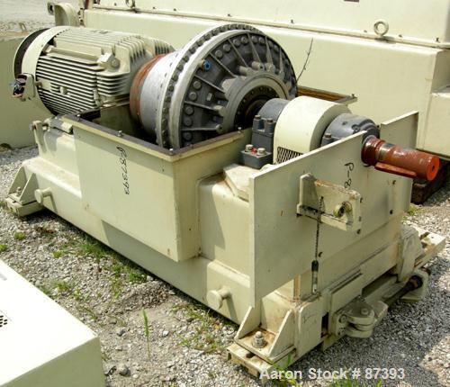 USED: Sharples PM-85000 Super-D-Canter centrifuge, 316 stainless steel construction on product contact areas. Max bowl speed 2345 rpm, sintered tungsten carbide lined beach section, 12" single lead t...