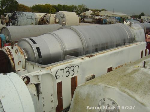 USED: Sharples PM-95000 Super-D-Canter centrifuge, 316 stainless steel construction (product contact areas). Max bowl speed 2000 rpm, 15" single lead conveyor with sintered tungsten carbide wear prot...