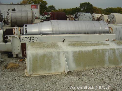 USED: Sharples PM-95000 Super-D-Canter centrifuge, 316 stainless steel construction (product contact areas). Max bowl speed 2000 rpm, 15" single lead conveyor with sintered tungsten carbide wear prot...