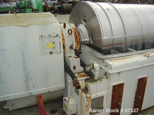 USED: Sharples PM-95000 Super-D-Canter centrifuge, 316 stainless steel construction (product contact areas). Max bowl speed 2000 rpm, 15" single lead conveyor with sintered tungsten carbide wear prot...