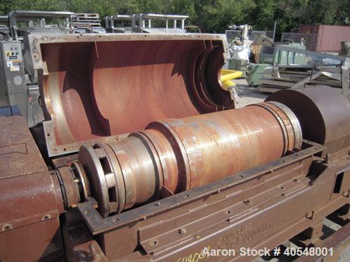 Used Sharples PM-35000 Super-D-Canter Centrifuge, 316 stainless steel construction  (product contact areas ), maximum bowl speed 3150 rpm, 5 1/2" quasi-axial single lead conveyor with sintered tungst...
