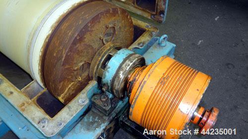 Used Sharples PM-35000 Super-D-Canter Centrifuge. 316 Stainless steel construction (product contact areas), maximum bowl speed 3250 rpm, 5" single lead tru-axial vaned conveyor with sintered tungsten...