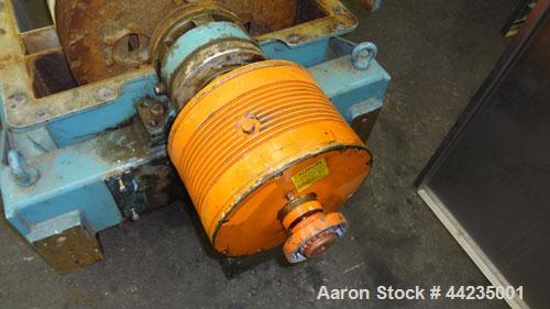 Used Sharples PM-35000 Super-D-Canter Centrifuge. 316 Stainless steel construction (product contact areas), maximum bowl speed 3250 rpm, 5" single lead tru-axial vaned conveyor with sintered tungsten...
