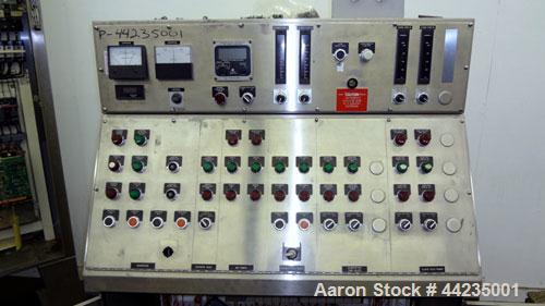 Used Sharples PM-35000 Super-D-Canter Centrifuge. 316 Stainless steel construction (product contact areas), maximum bowl speed 3250 rpm, 5" single lead tru-axial vaned conveyor with sintered tungsten...