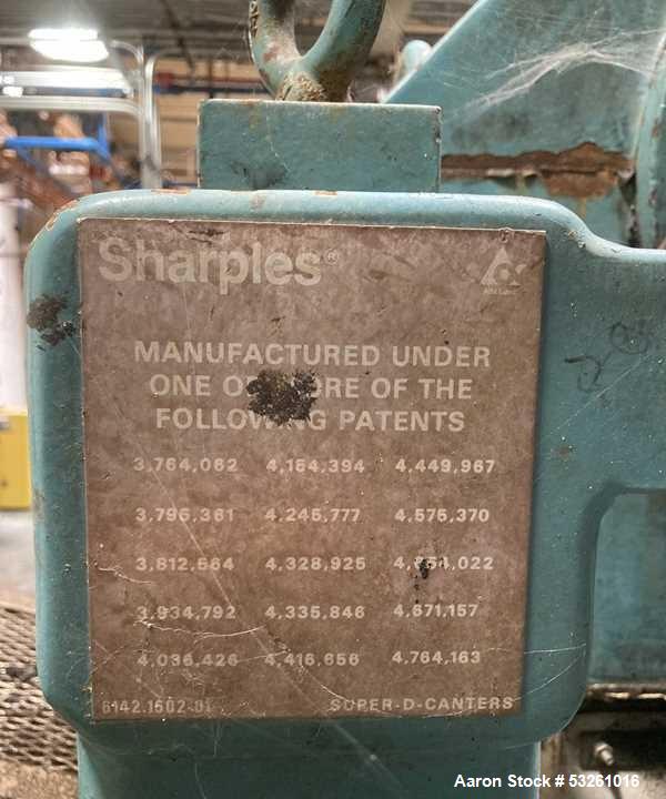 Used Alfa Laval Sharples PM38000 Decanter Super-Centrifuge with Control Panel & Discharge Conveyor