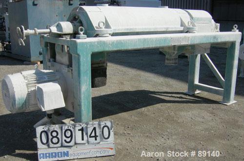 USED: Sharples PM-38000 Super-D-Canter centrifuge, 316 stainless steel construction on product contact areas. Max bowl speed 4000 rpm, single lead conveyor, single row lined cake discharge, liquid pl...