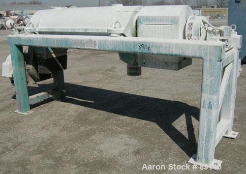 USED: Sharples PM-38000 Super-D-Canter centrifuge, 316 stainless steel construction on product contact areas. Max bowl speed 4000 rpm, single lead conveyor, single row lined cake discharge, liquid pl...