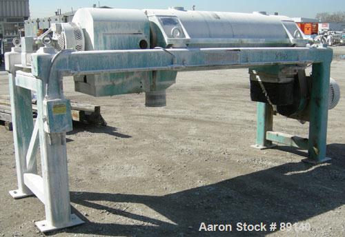 USED: Sharples PM-38000 Super-D-Canter centrifuge, 316 stainless steel construction on product contact areas. Max bowl speed 4000 rpm, single lead conveyor, single row lined cake discharge, liquid pl...