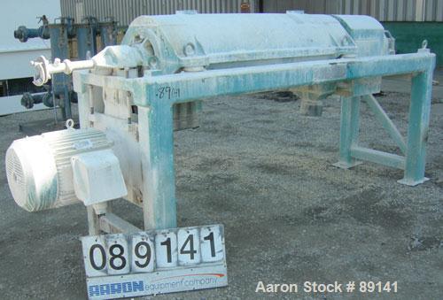 USED: Sharples PM38000 Super-D-Canter centrifuge, 316 stainless steel construction on product contact areas. Max bowl speed 4000 rpm, single lead conveyor, single row lined cake discharge, liquid pla...