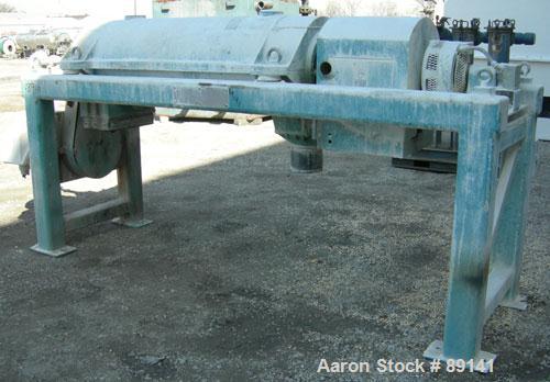 USED: Sharples PM38000 Super-D-Canter centrifuge, 316 stainless steel construction on product contact areas. Max bowl speed 4000 rpm, single lead conveyor, single row lined cake discharge, liquid pla...
