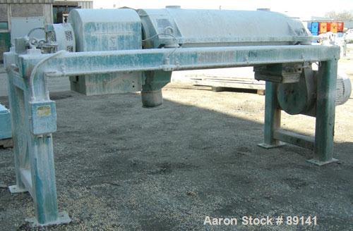 USED: Sharples PM38000 Super-D-Canter centrifuge, 316 stainless steel construction on product contact areas. Max bowl speed 4000 rpm, single lead conveyor, single row lined cake discharge, liquid pla...