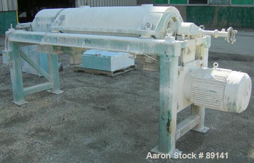 USED: Sharples PM38000 Super-D-Canter centrifuge, 316 stainless steel construction on product contact areas. Max bowl speed 4000 rpm, single lead conveyor, single row lined cake discharge, liquid pla...