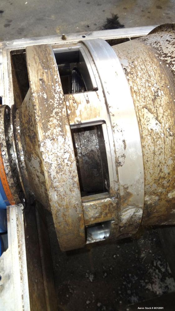 Used Sharples PM-55000 Super-D-Canter Centrifuge. 317 Stainless steel construction (product contact areas), 8” single lead quasi-axial conveyor with STC wear protection tiles, 360 degree solids disch...