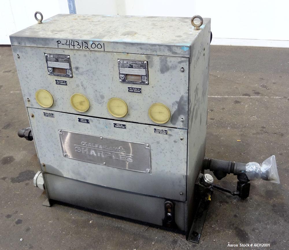 Used Sharples PM-55000 Super-D-Canter Centrifuge. 317 Stainless steel construction (product contact areas), 8” single lead quasi-axial conveyor with STC wear protection tiles, 360 degree solids disch...